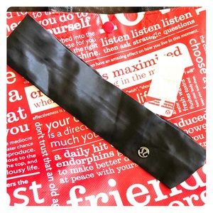 Lululemon Black Satin Headband with logo